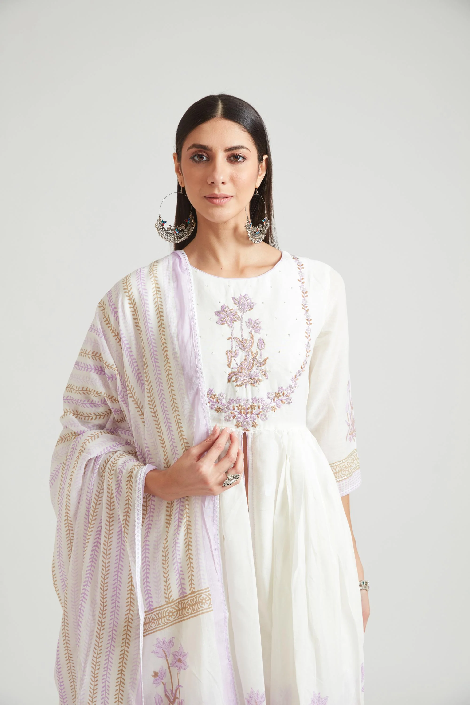 Neerus Lavender Color Chanderi Fabric Salwar Kameez
