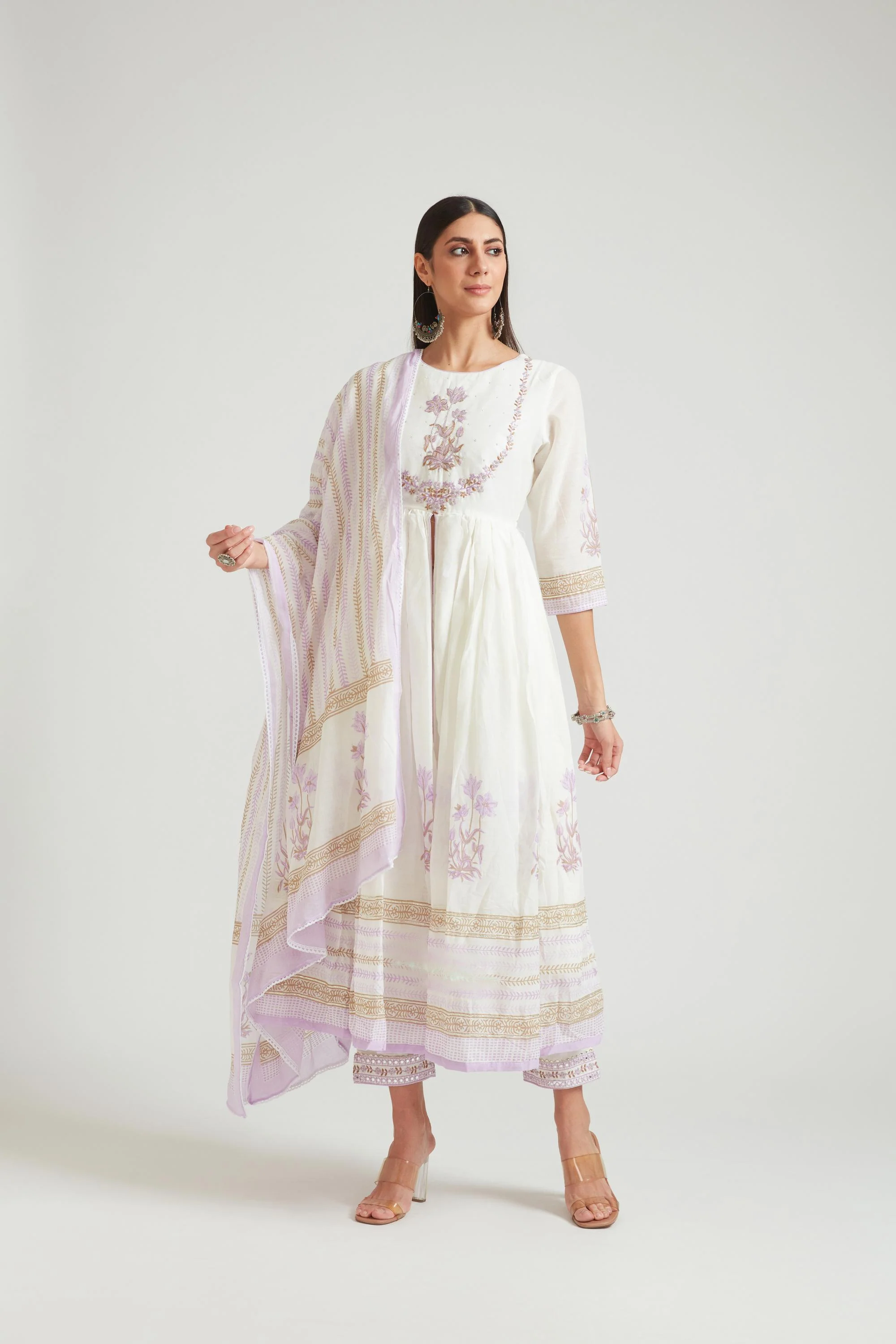 Neerus Lavender Color Chanderi Fabric Salwar Kameez - Image 2