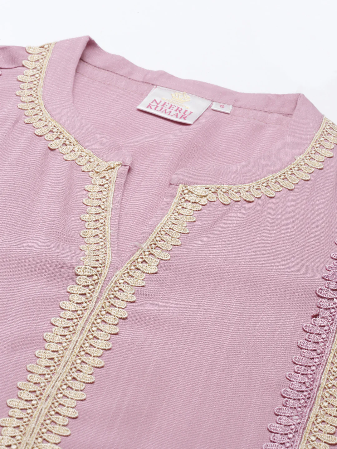 Neerus Lavender Color Rayon Fabric Kurta - Image 2