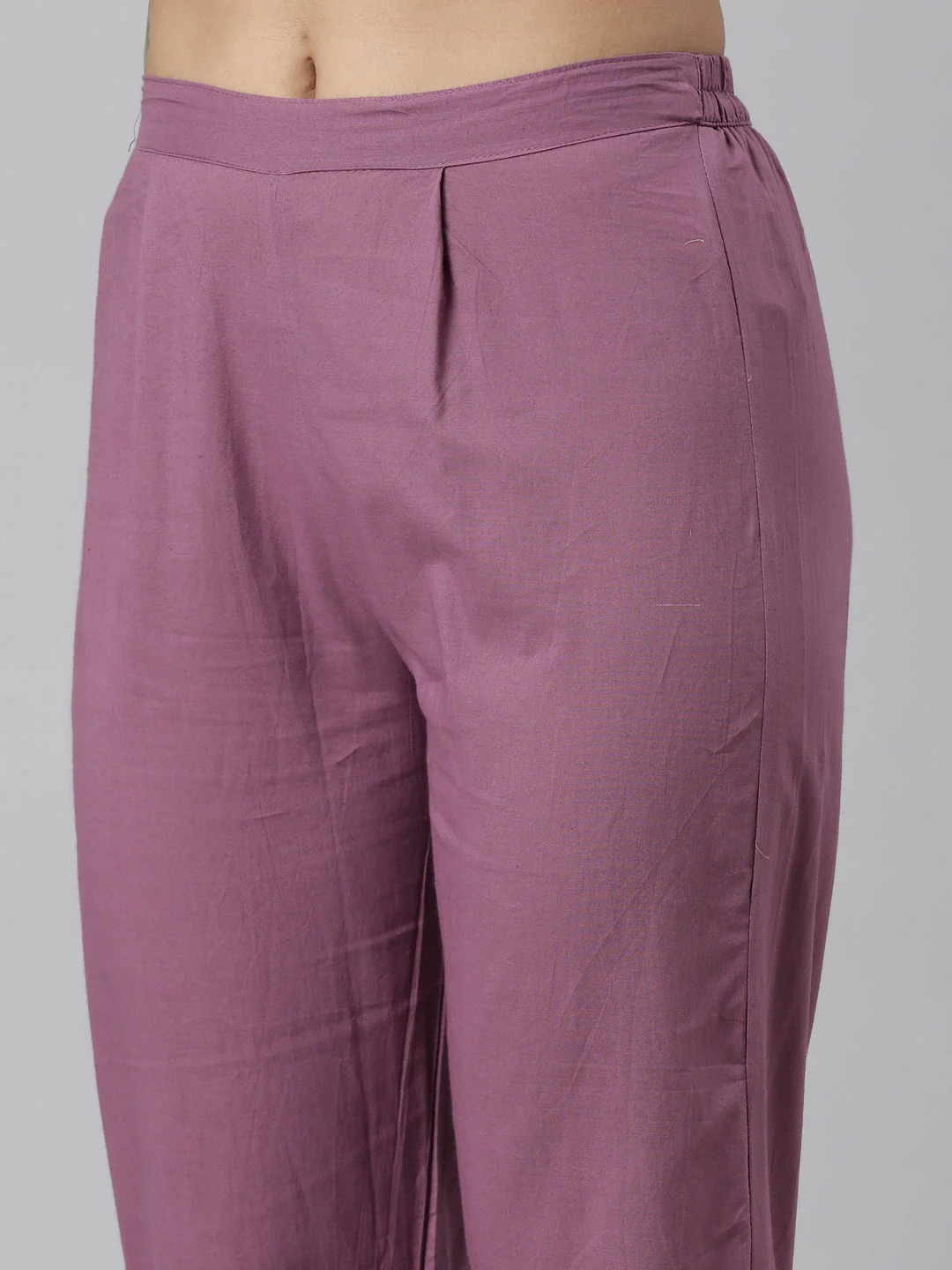 Neerus Lavender Panelled Straight Printed Kurta And Trousers With Dupatta - Image 7