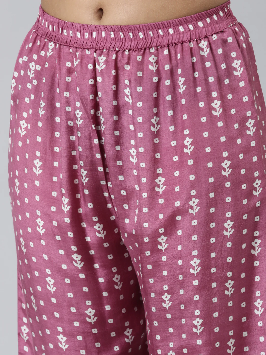 Neerus Lavender Regular Calf Length Printed Kurta Printed Palazzos - Image 6