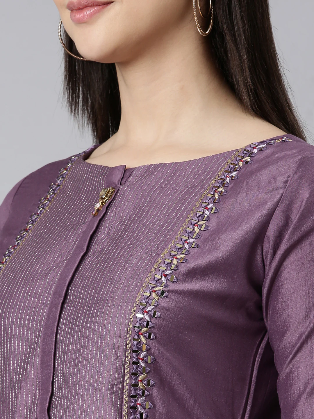 Neerus Lavender Regular Straight Solid Kurta And Salwar With Dupatta - Image 4