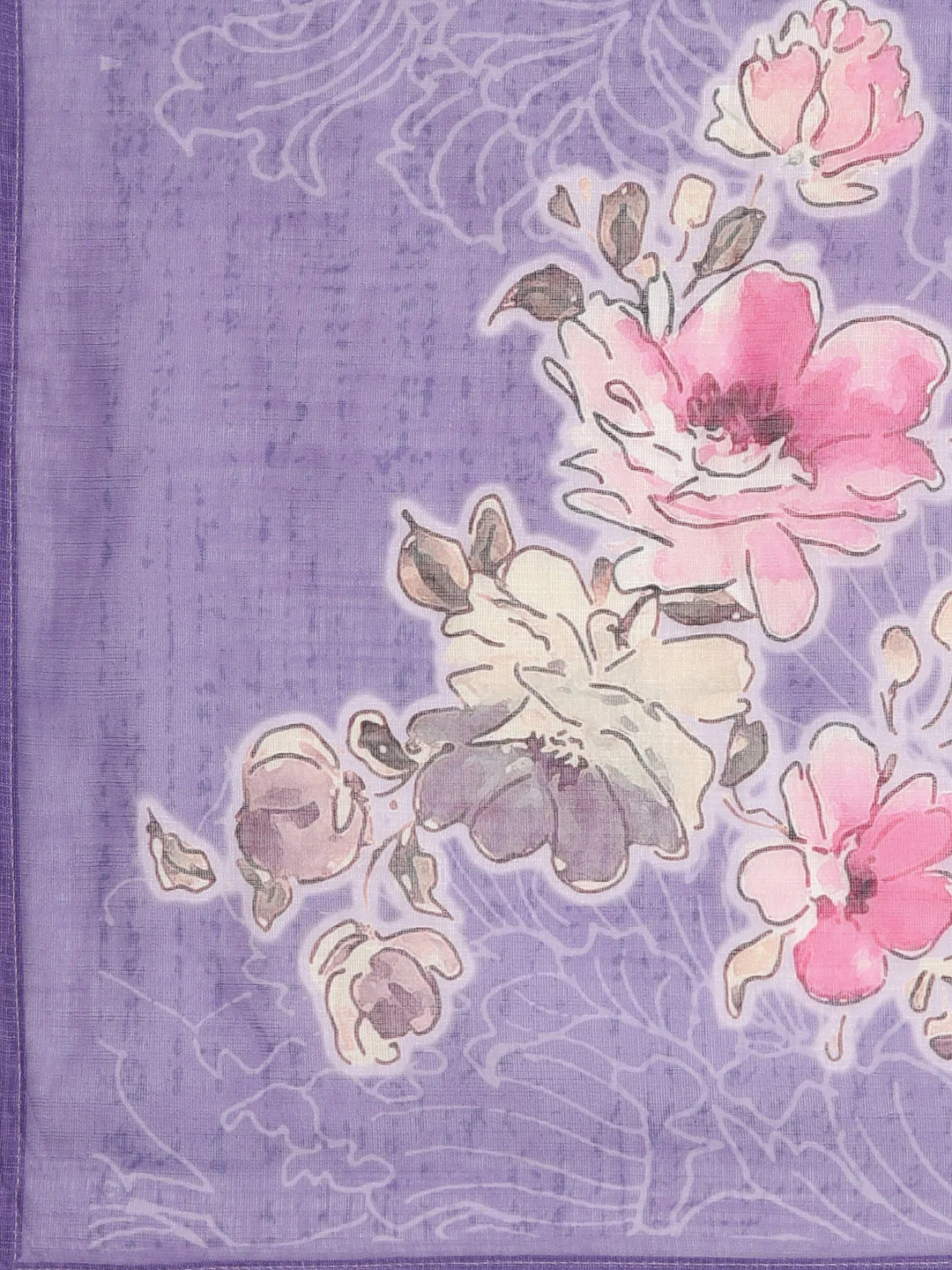 Neerus Lavender Straight Casual Floral Kurta and Trouser with Dupatta - Image 8