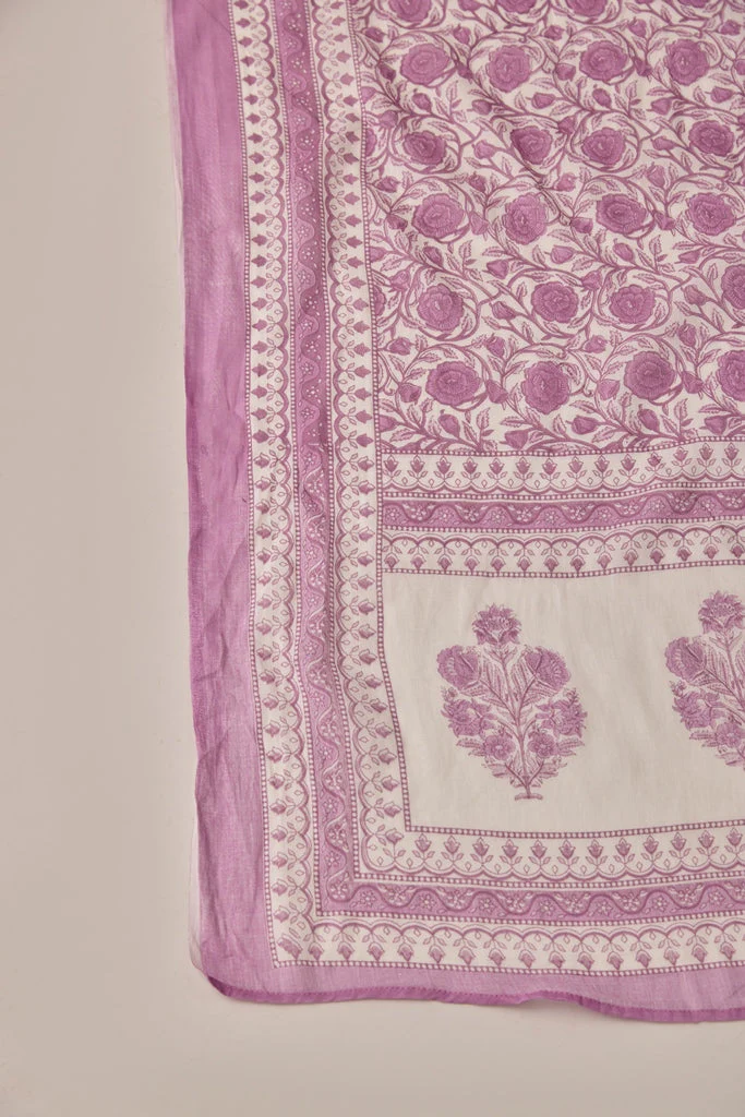 Neerus Lavender Straight Printed Kurta And Trousers With Dupatta - Image 7