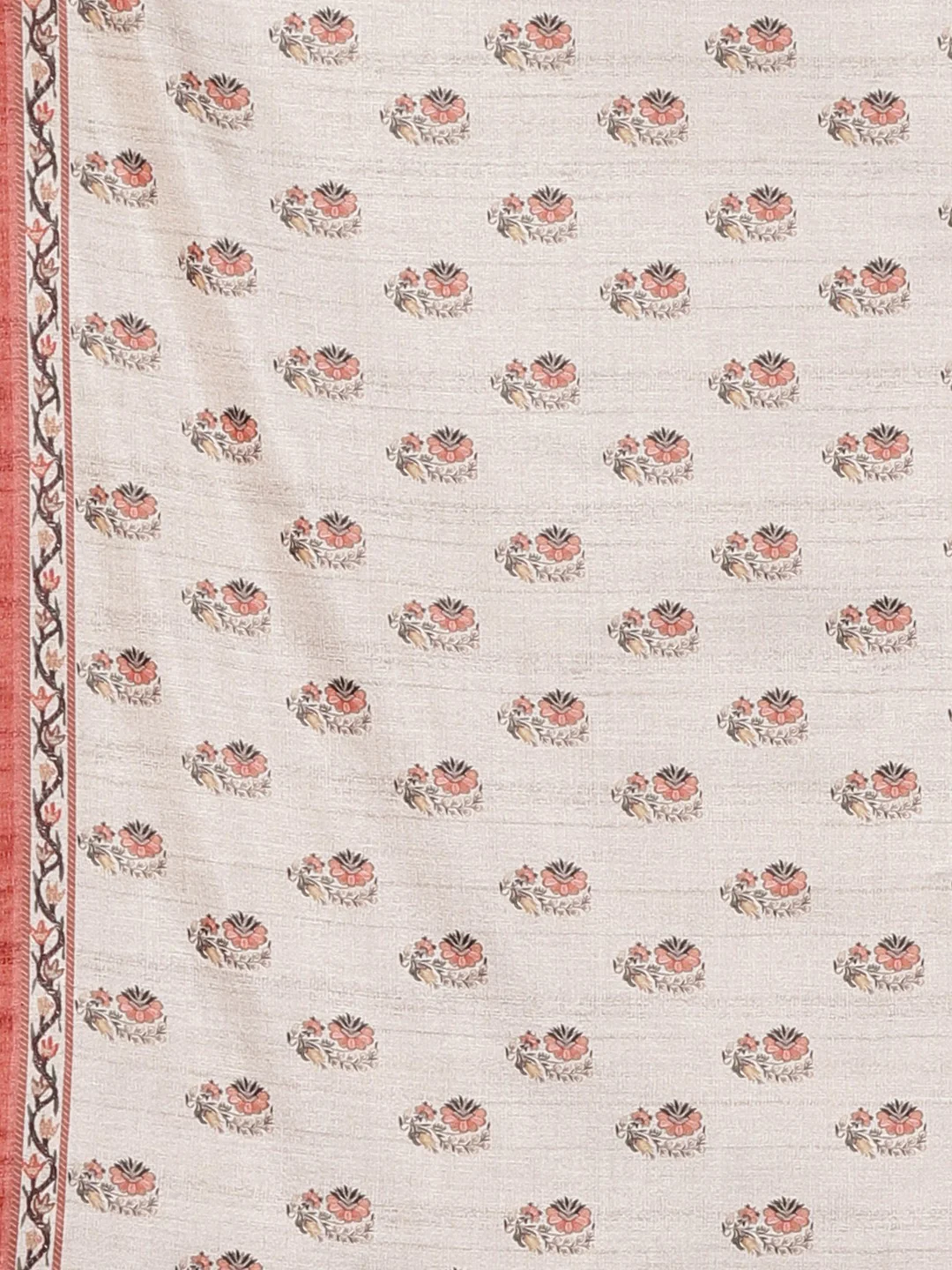 Neerus Light Grey Printed Saree With Blouse - Image 6