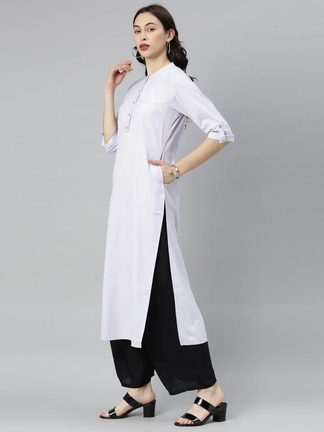 Neerus Light Violet Straight Kurta - Image 4