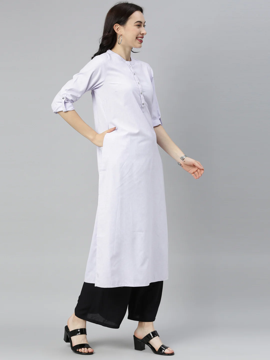 Neerus Light Violet Straight Kurta - Image 5