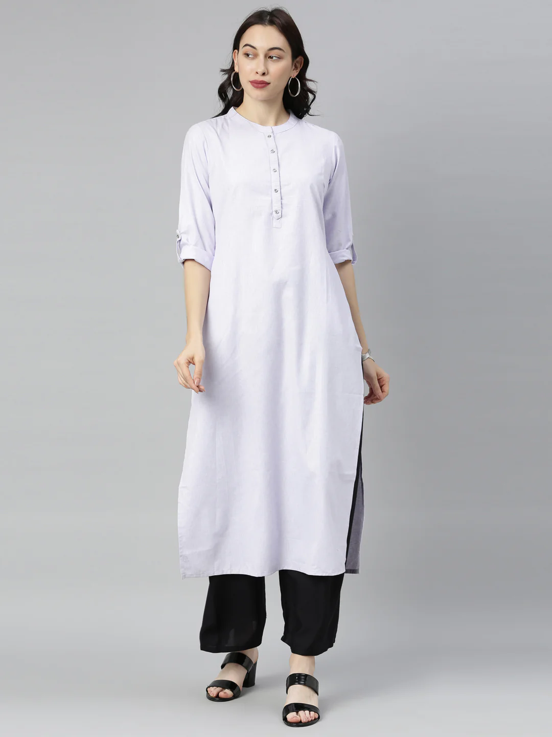 Neerus Light Violet Straight Kurta - Image 7