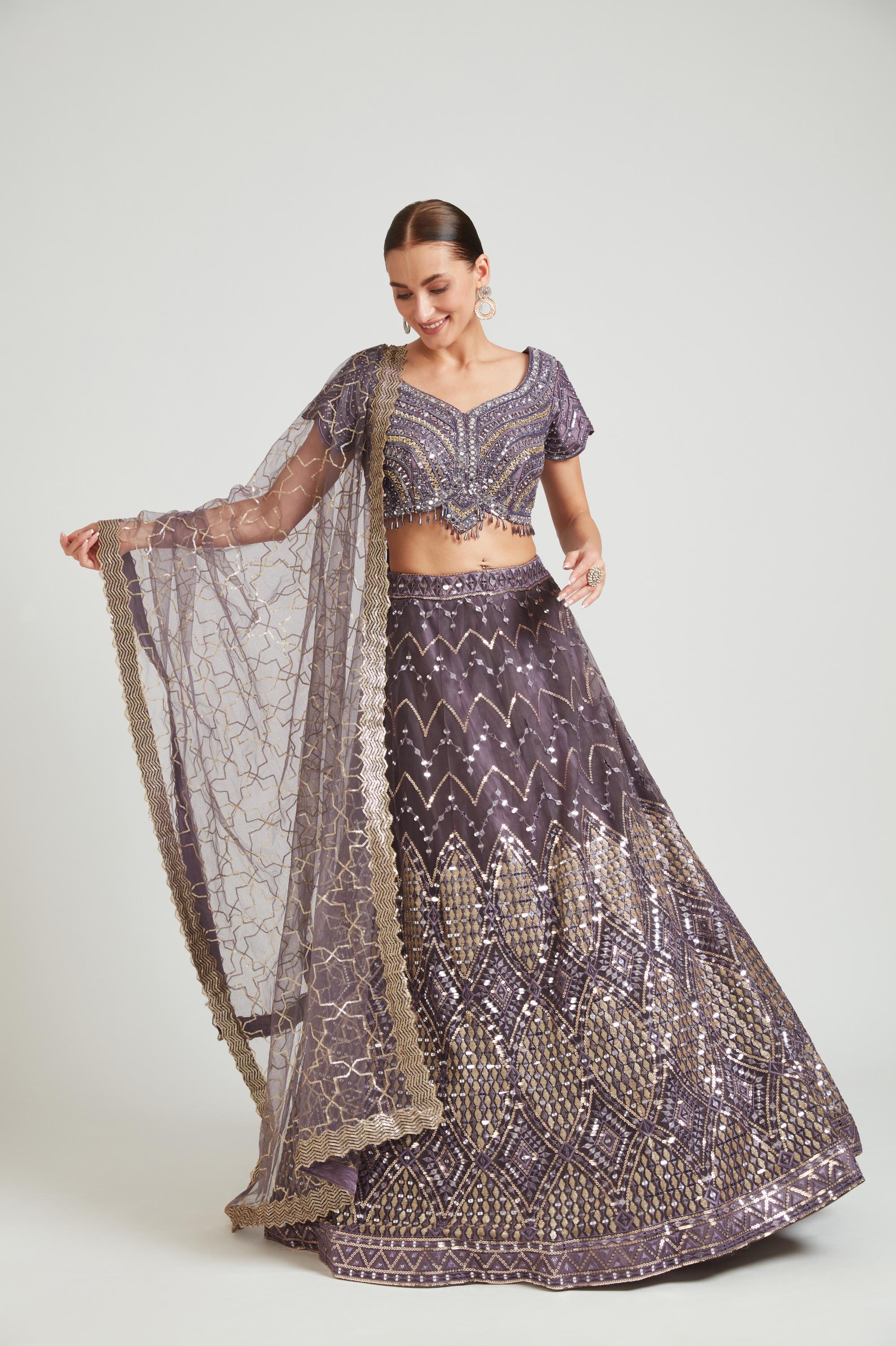 Neerus Lilac Color Nett Fabric Lehenga Choli - Image 6