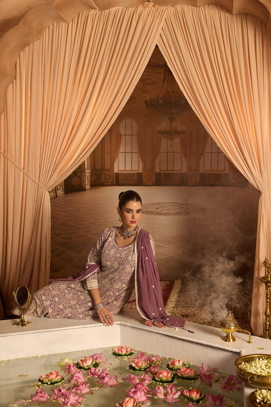 Neerus Lilac Embroidery Georgette Fabric Anarkali and Plazzo with Dupatta - Image 5