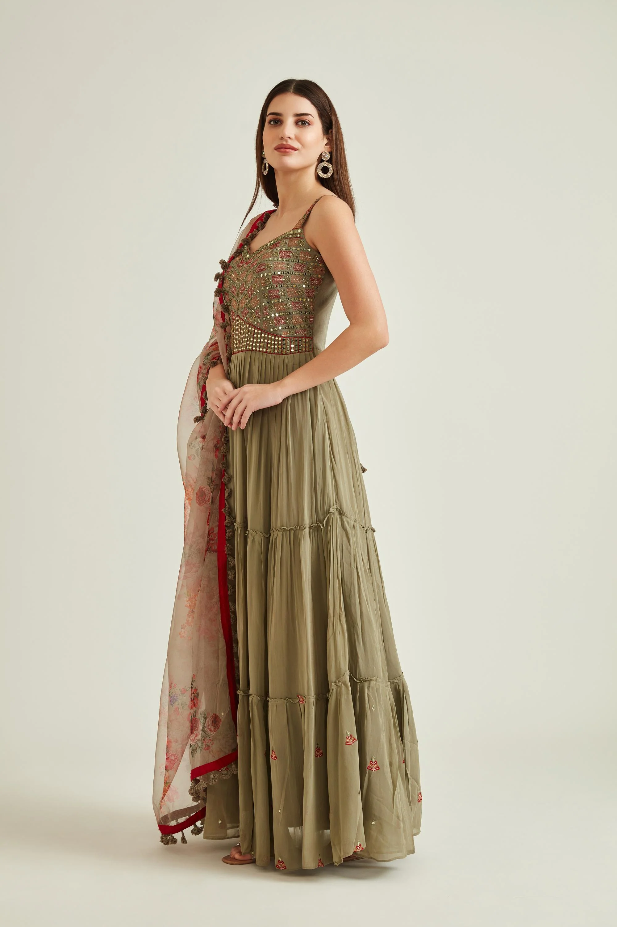 Neerus M Green Colour Georgette Fabric Suit