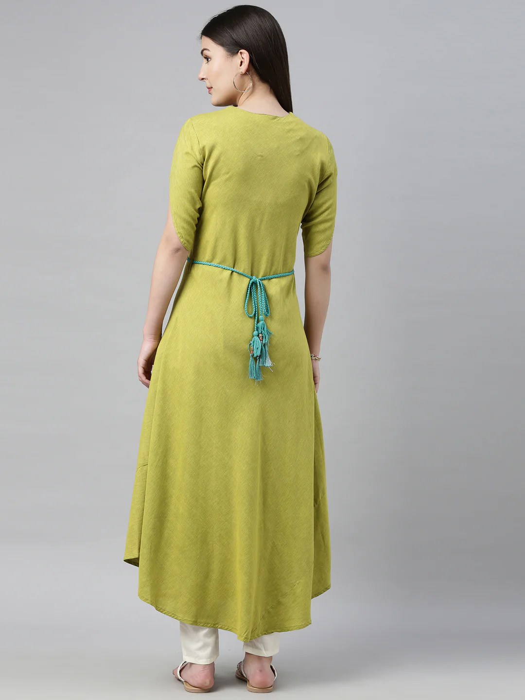 Neerus M Green Colour Slub Rayon Fabric Tunic "50" - Image 6
