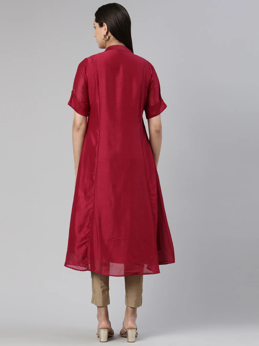 Neerus Magenta Anarkali Straight Crepe Kurta - Image 3