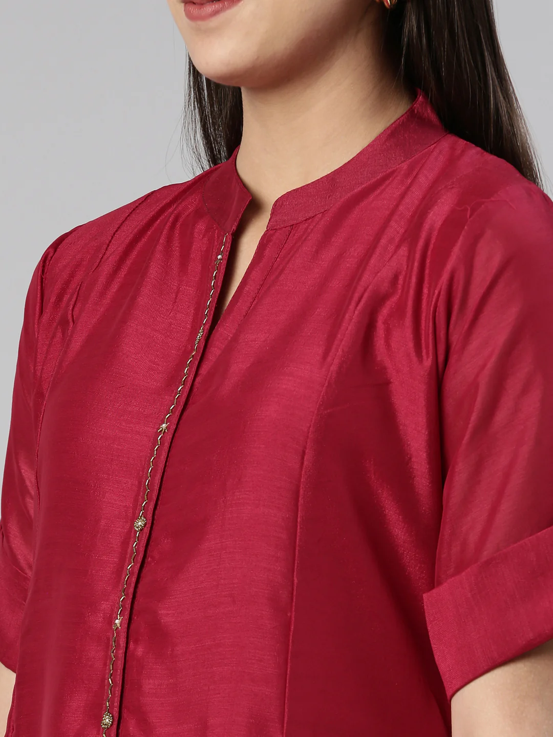 Neerus Magenta Anarkali Straight Crepe Kurta - Image 4