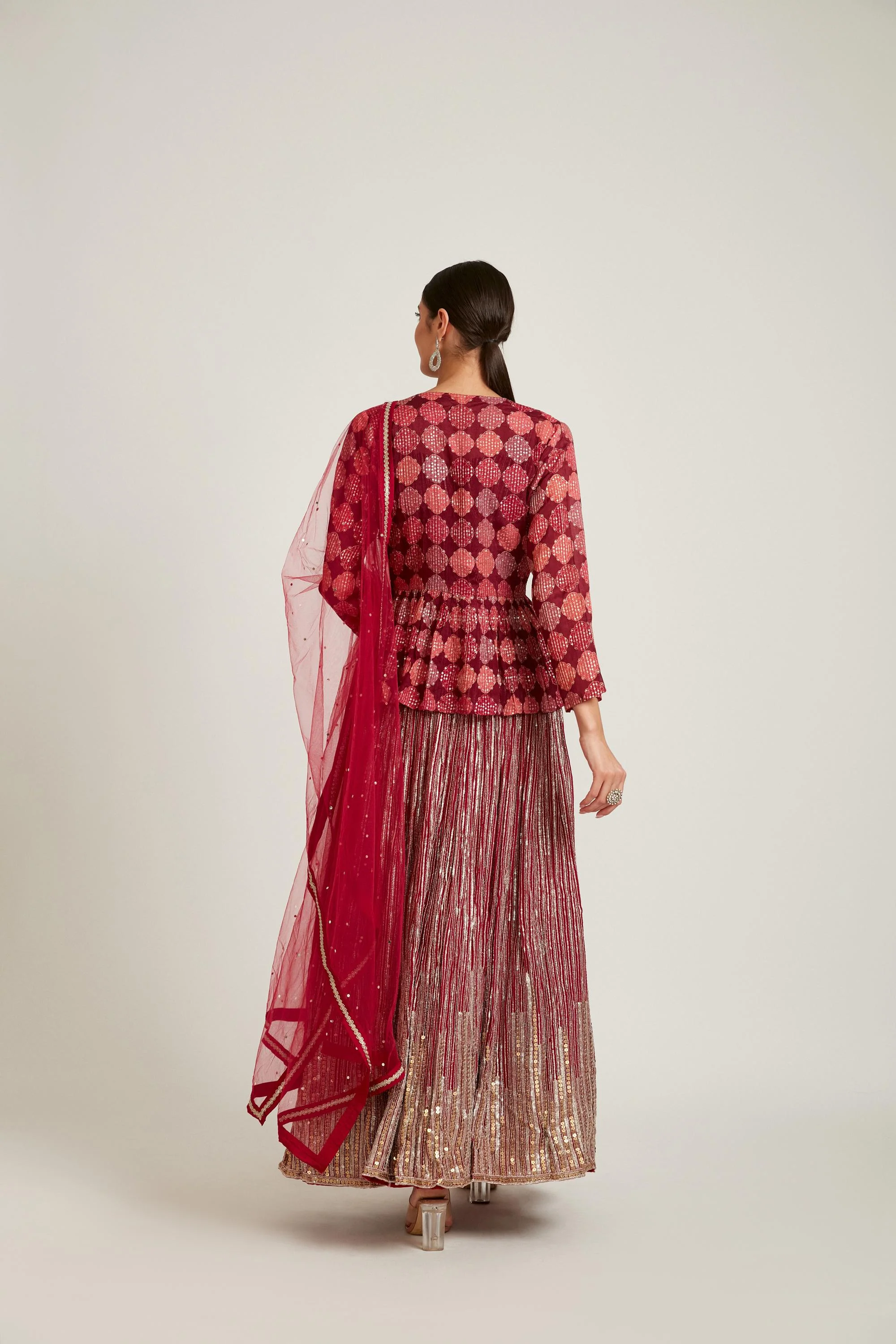 Neerus Magenta Color Georgette Fabric Kurta Set - Image 3