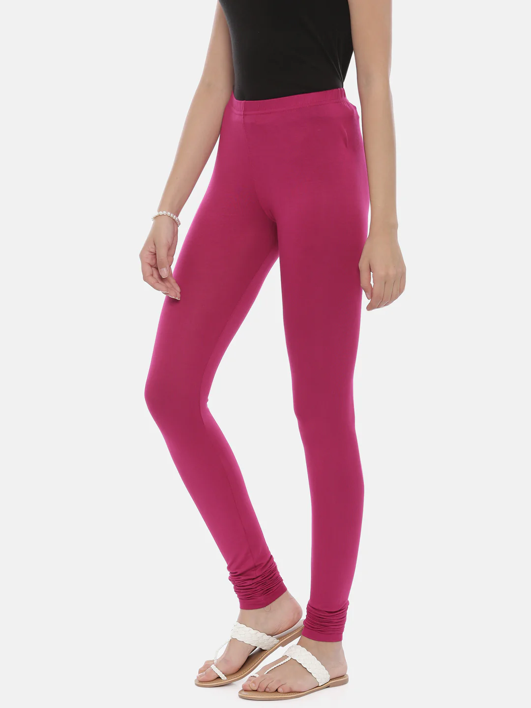 Neerus Magenta Color Lycra Fabric Leggings - Image 25