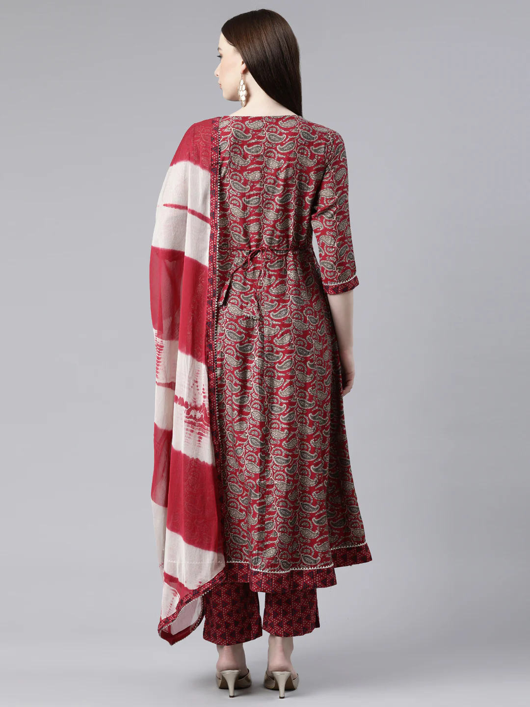 Neerus Magenta Regular Knee Length Printed Kurta Printed Trousers With Dupatta - Image 3