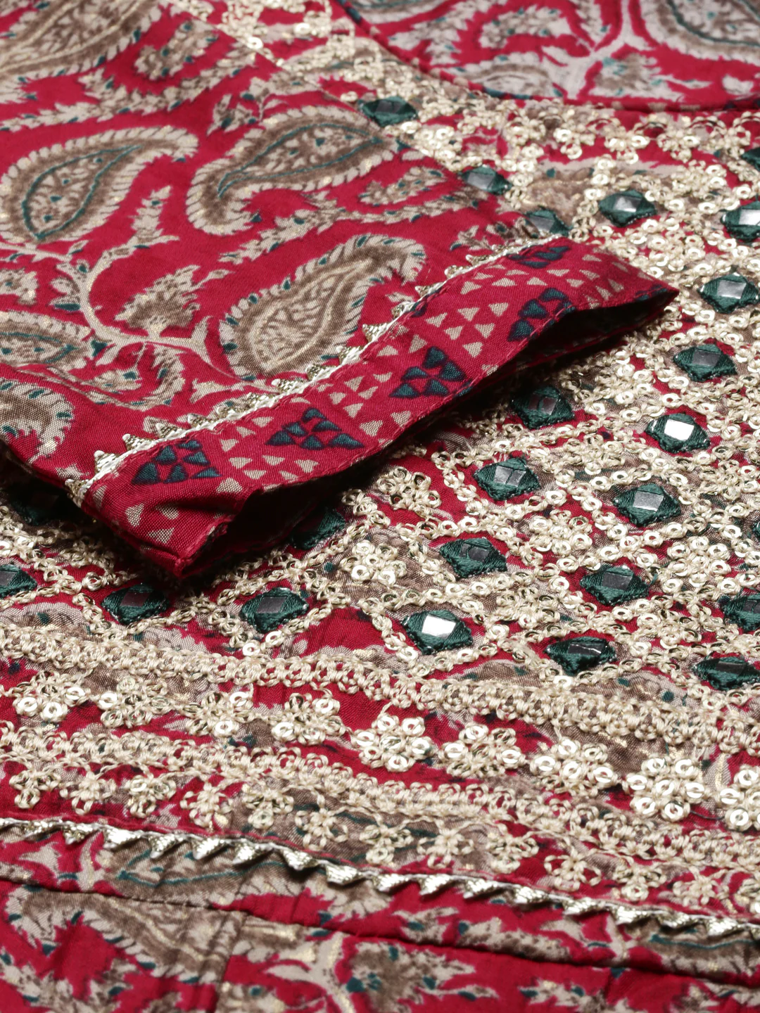 Neerus Magenta Regular Knee Length Printed Kurta Printed Trousers With Dupatta - Image 5