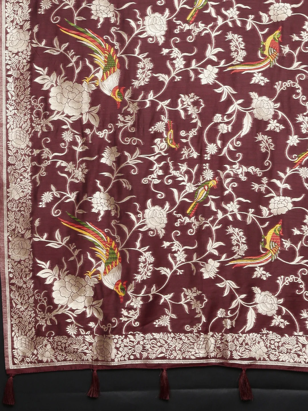 Neerus Maroon Color Banaras Fabric Saree - Image 4