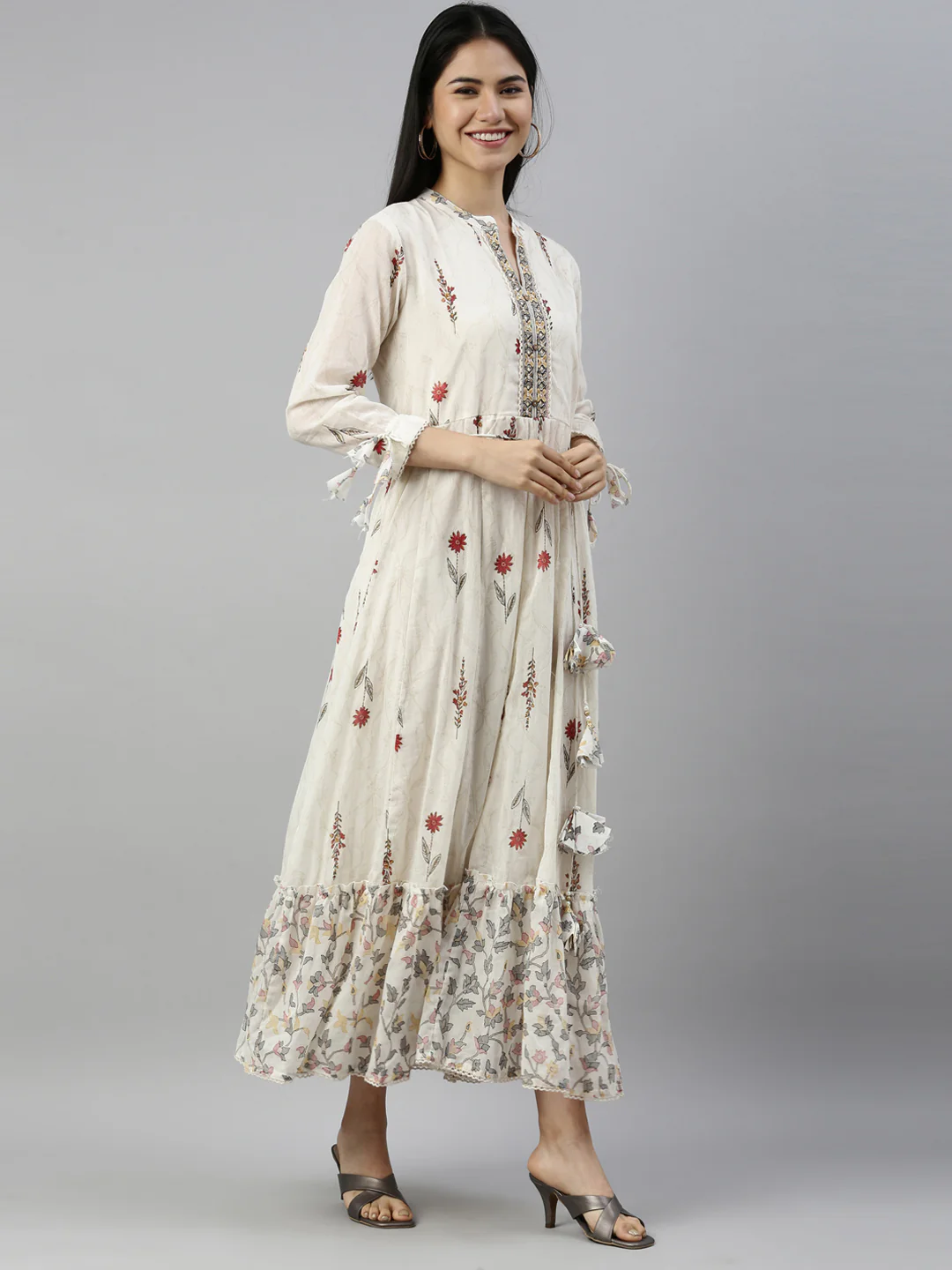 Neerus Maroon Color Cotton Fabric Kurta - Image 4