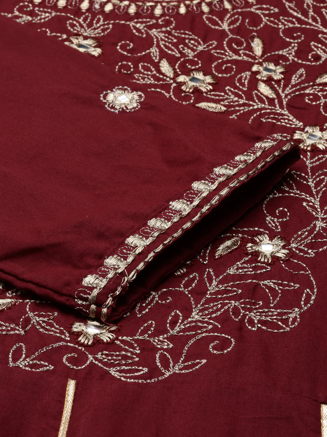 Neerus Maroon Color Cotton Fabric Kurta - Image 6