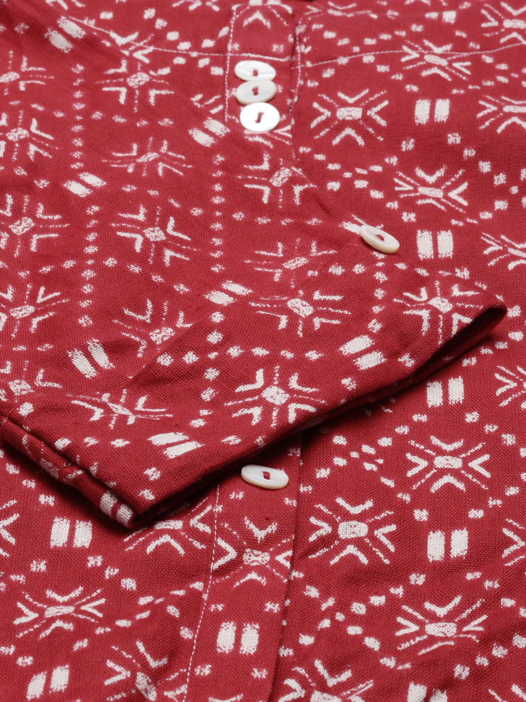 Neerus Maroon Color Cotton Fabric Tunic - Image 4
