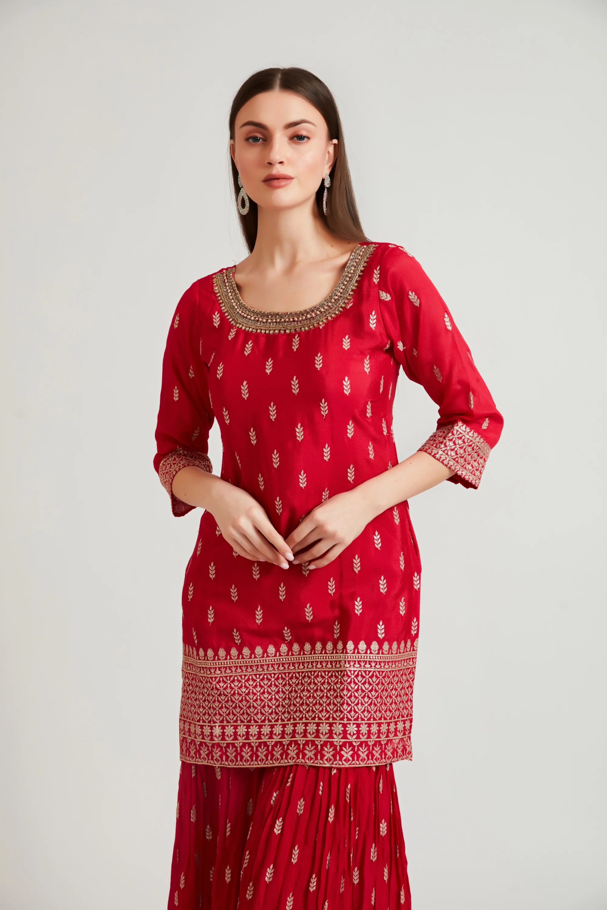 Neerus Maroon Color Crepe Fabric Suit Set - Image 5