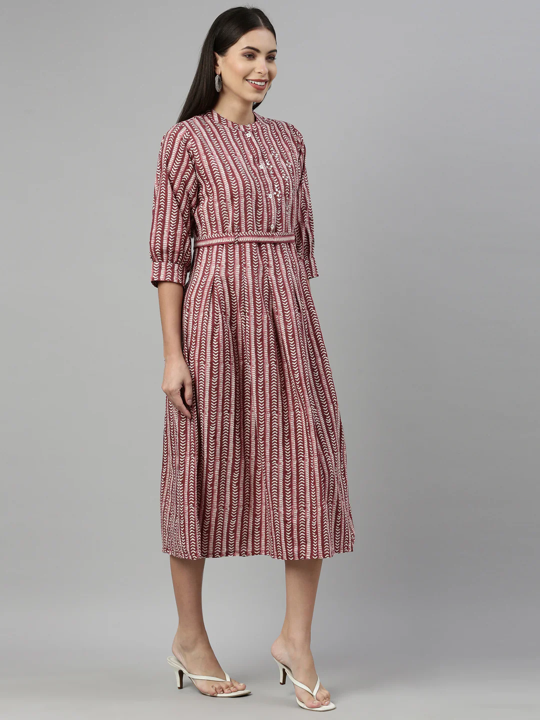 Neerus Maroon Color Flex Fabric Kurta - Image 4
