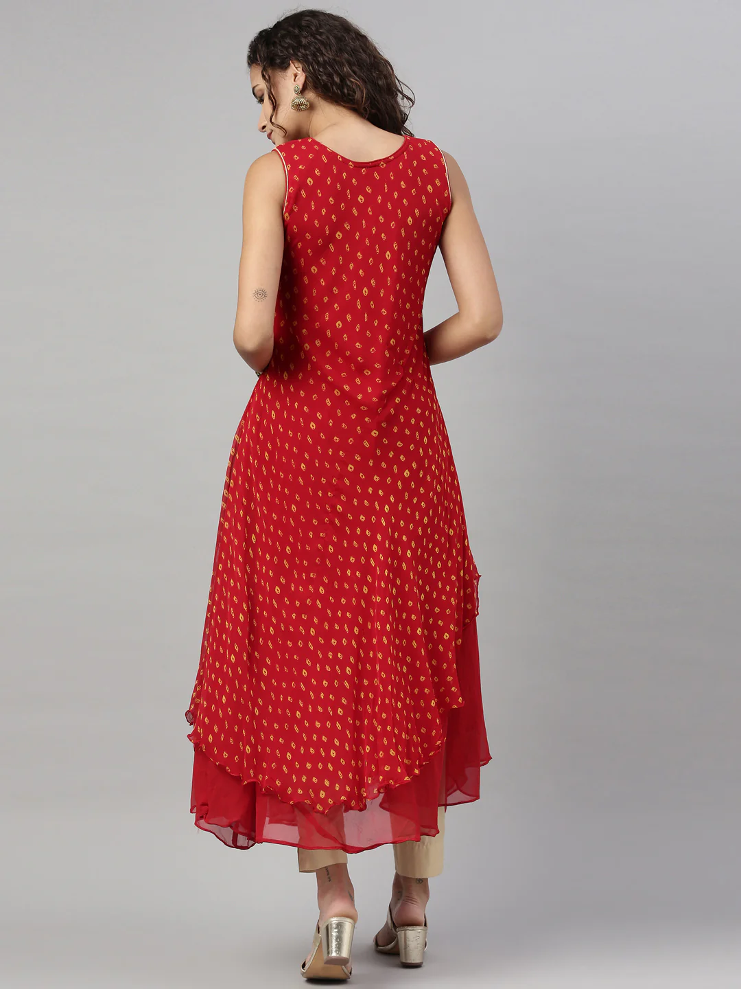 Neerus Maroon Color Georgette Fabric Kurta - Image 2