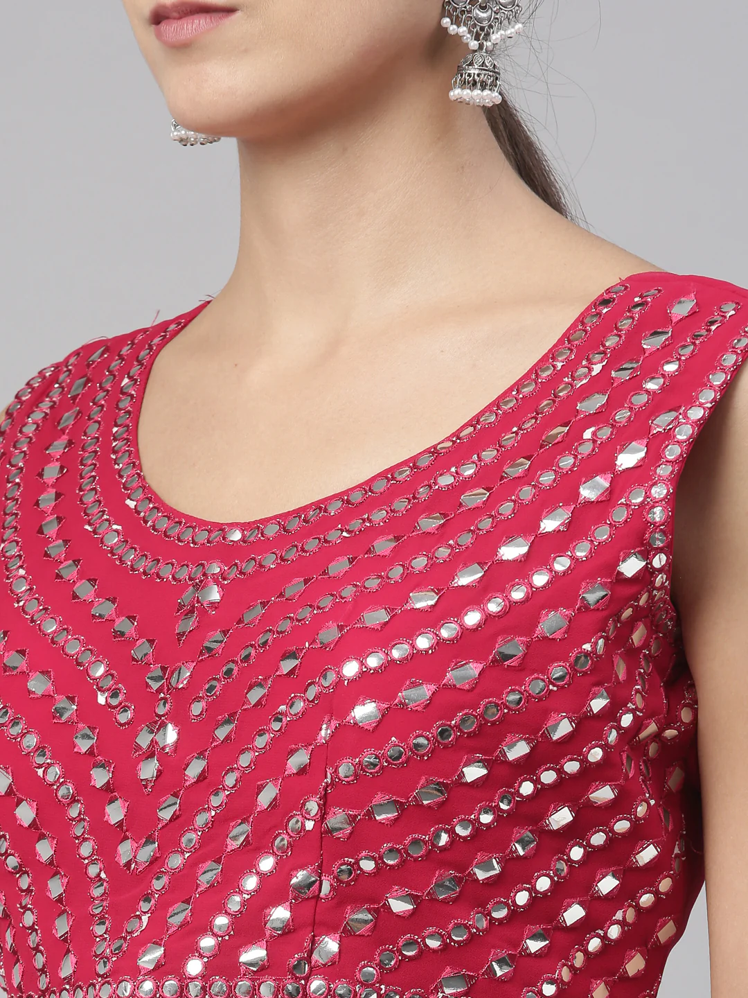 Neerus Maroon Color Georgette Fabric Suit Set - Image 2
