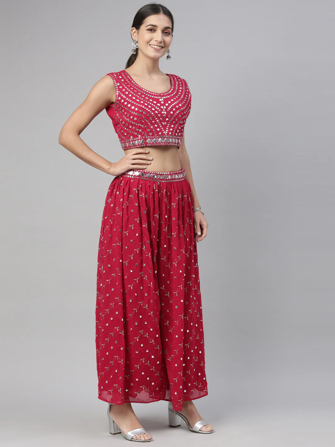 Neerus Maroon Color Georgette Fabric Suit Set - Image 7