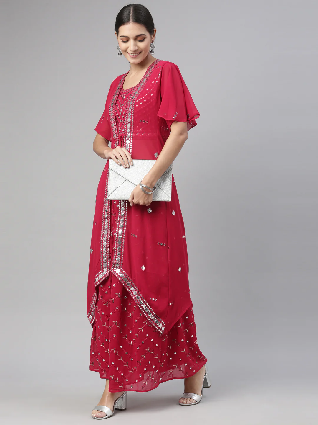 Neerus Maroon Color Georgette Fabric Suit Set - Image 9