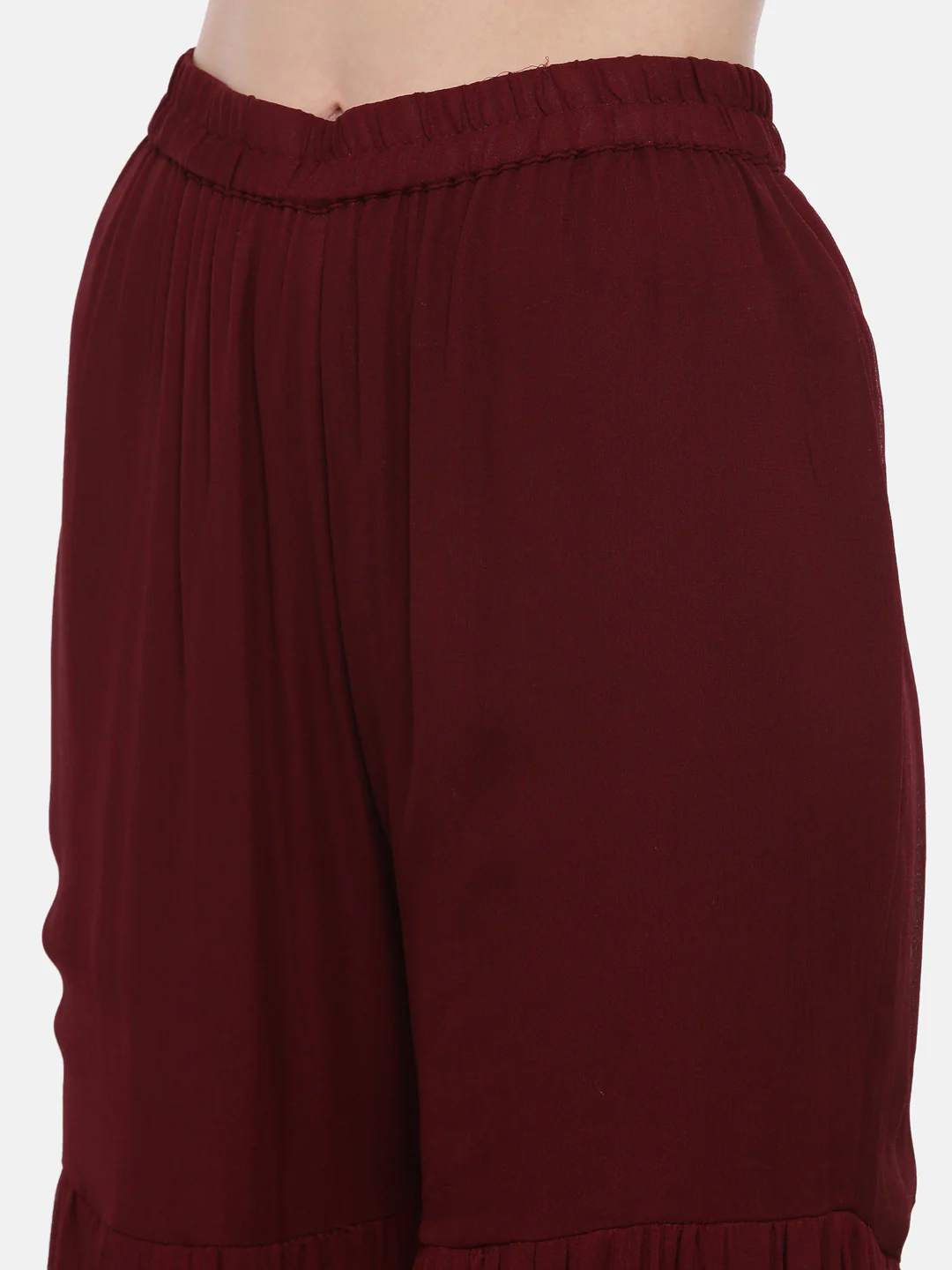 Neerus Maroon Color Muslin Fabric Full Sleeves Suit-Gharara - Image 4
