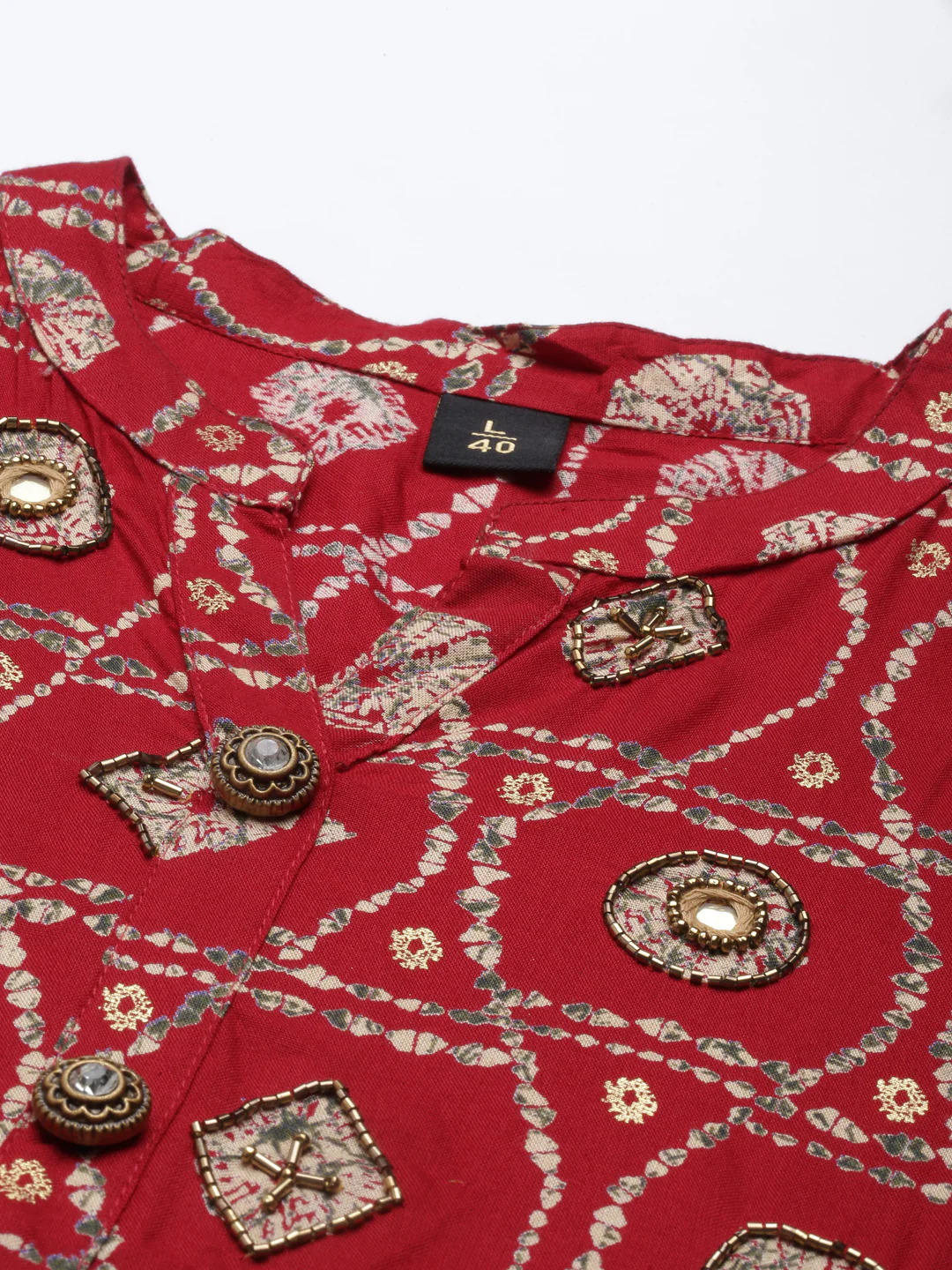 Neerus Maroon Color Rayon Fabric Dress - Image 2