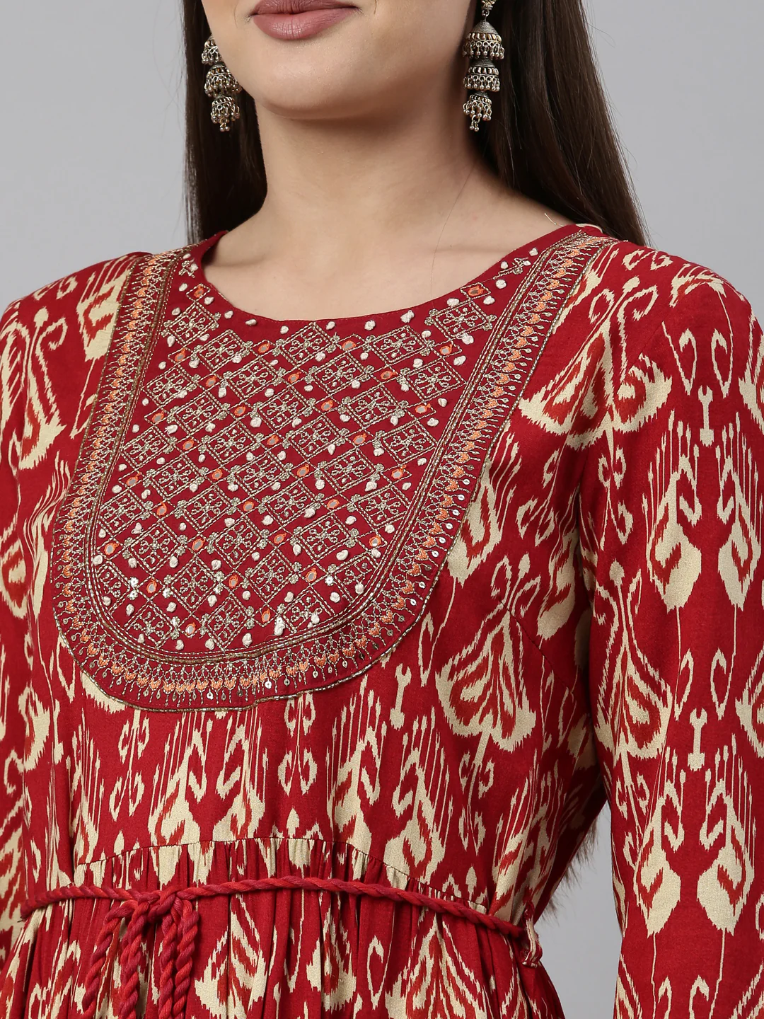 Neerus Maroon Color Rayon Fabric Kurta - Image 8