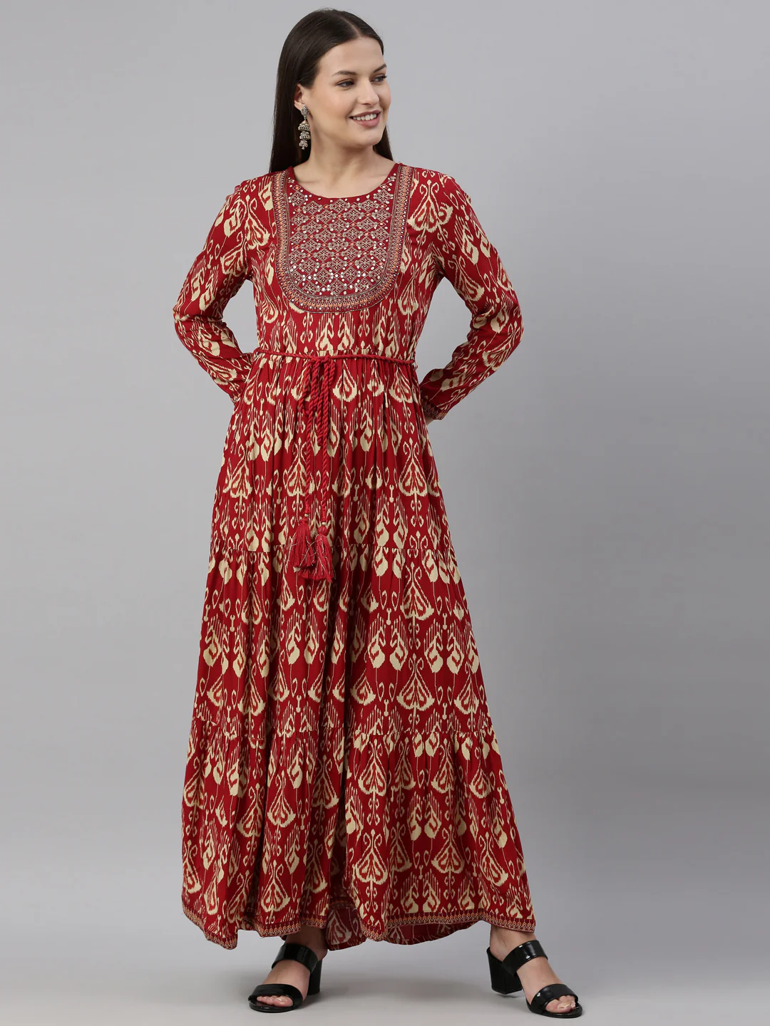 Neerus Maroon Color Rayon Fabric Kurta - Image 9