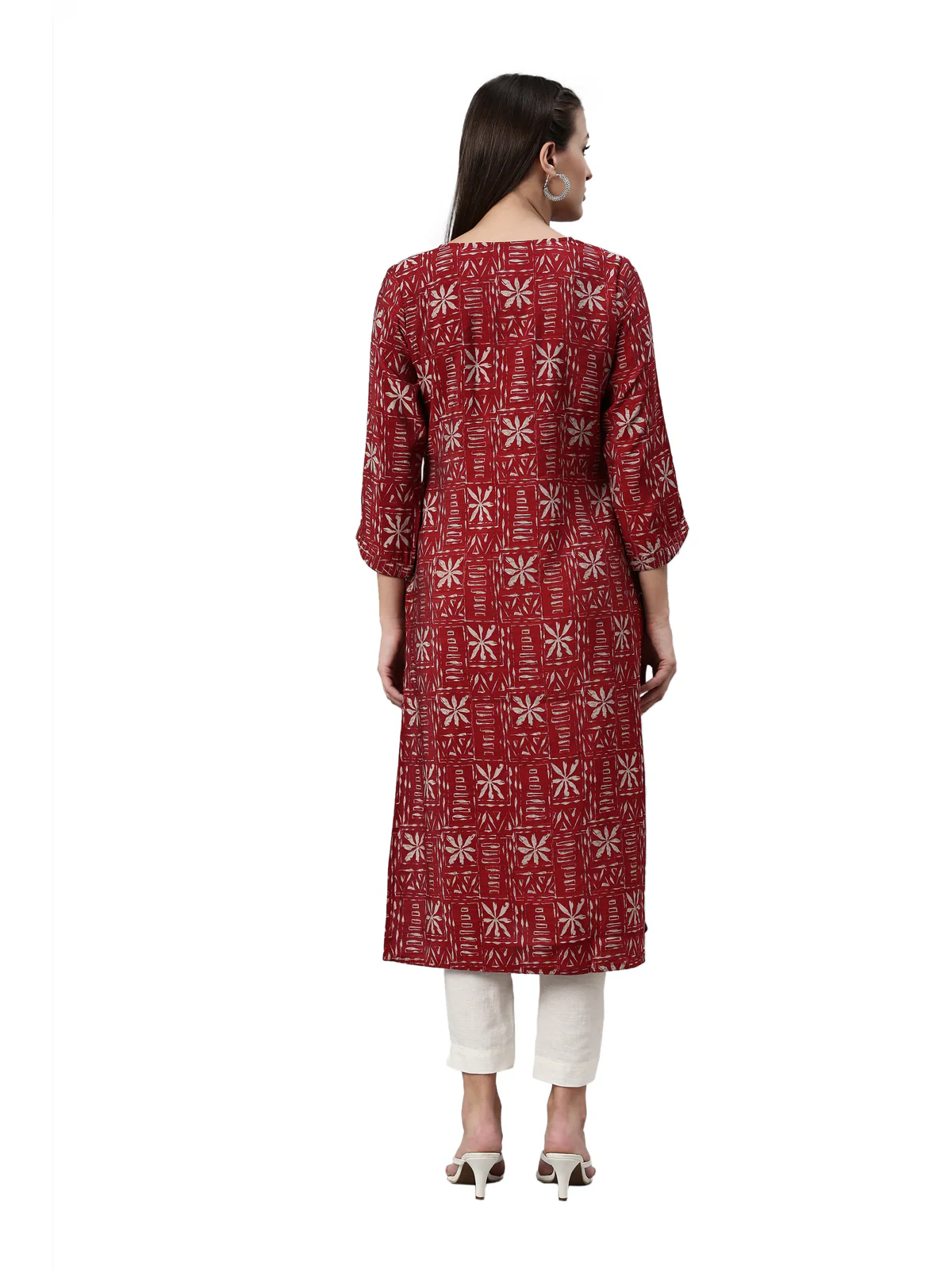 Neerus Maroon Color Rayon Fabric Kurta - Image 5