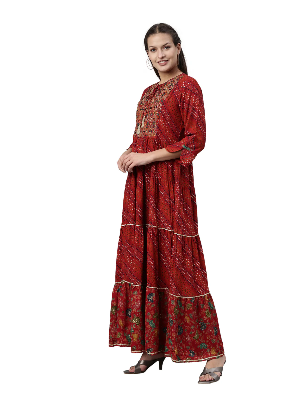 Neerus Maroon Color Rayon Fabric Kurta - Image 3