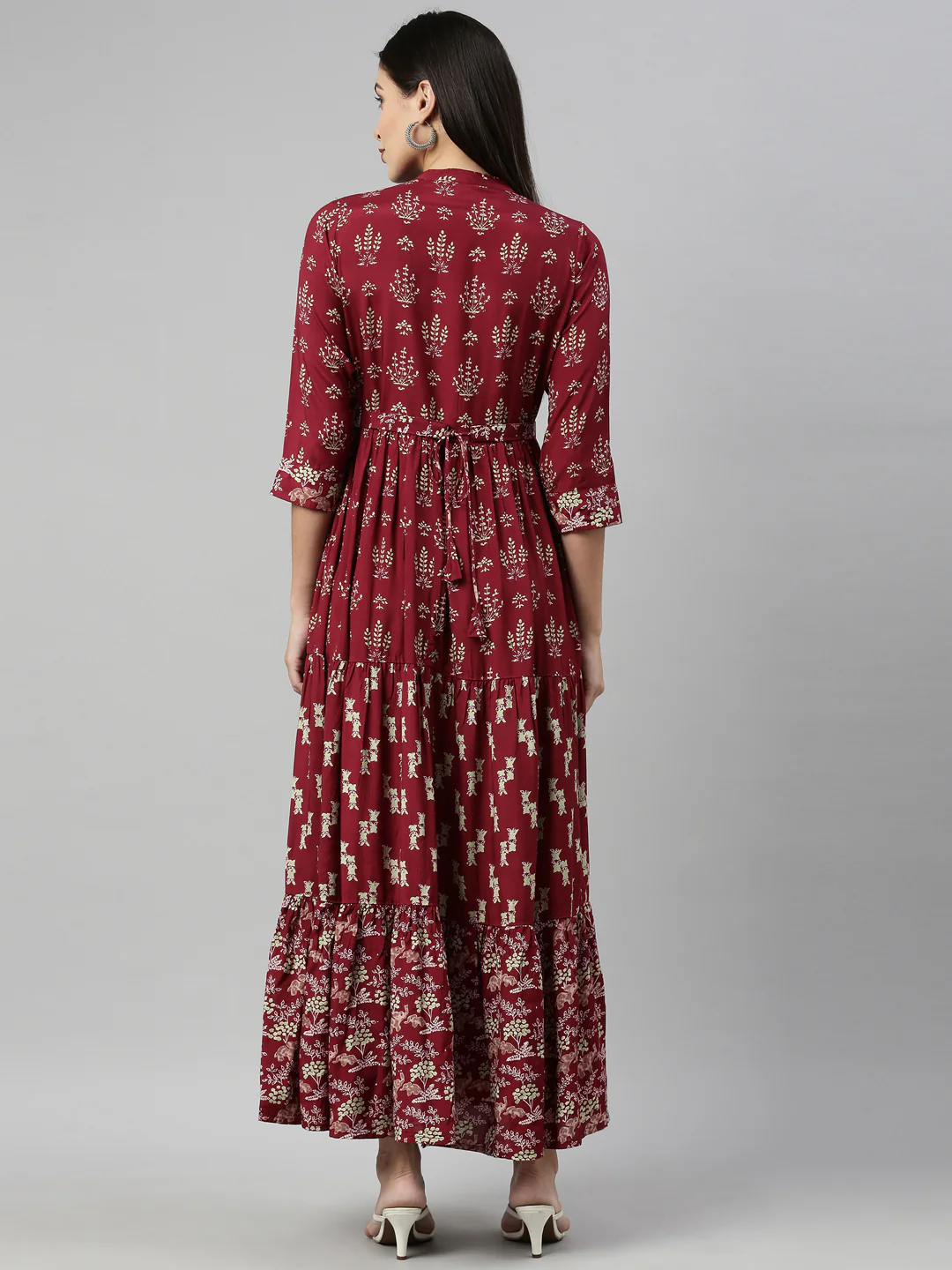 Neerus Maroon Color Santoon Fabric Kurta - Image 5