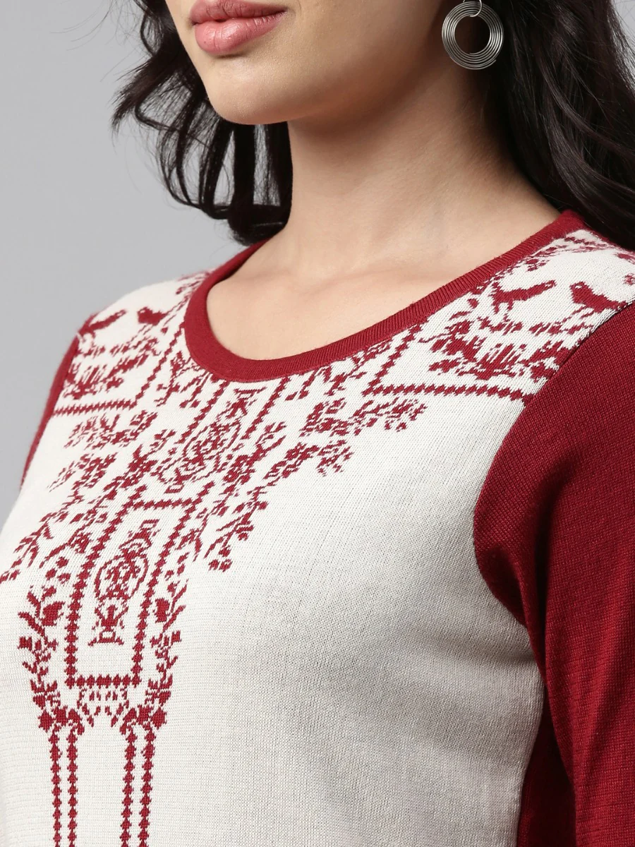Neerus Maroon Color Winter Wear Kurtha - Image 4