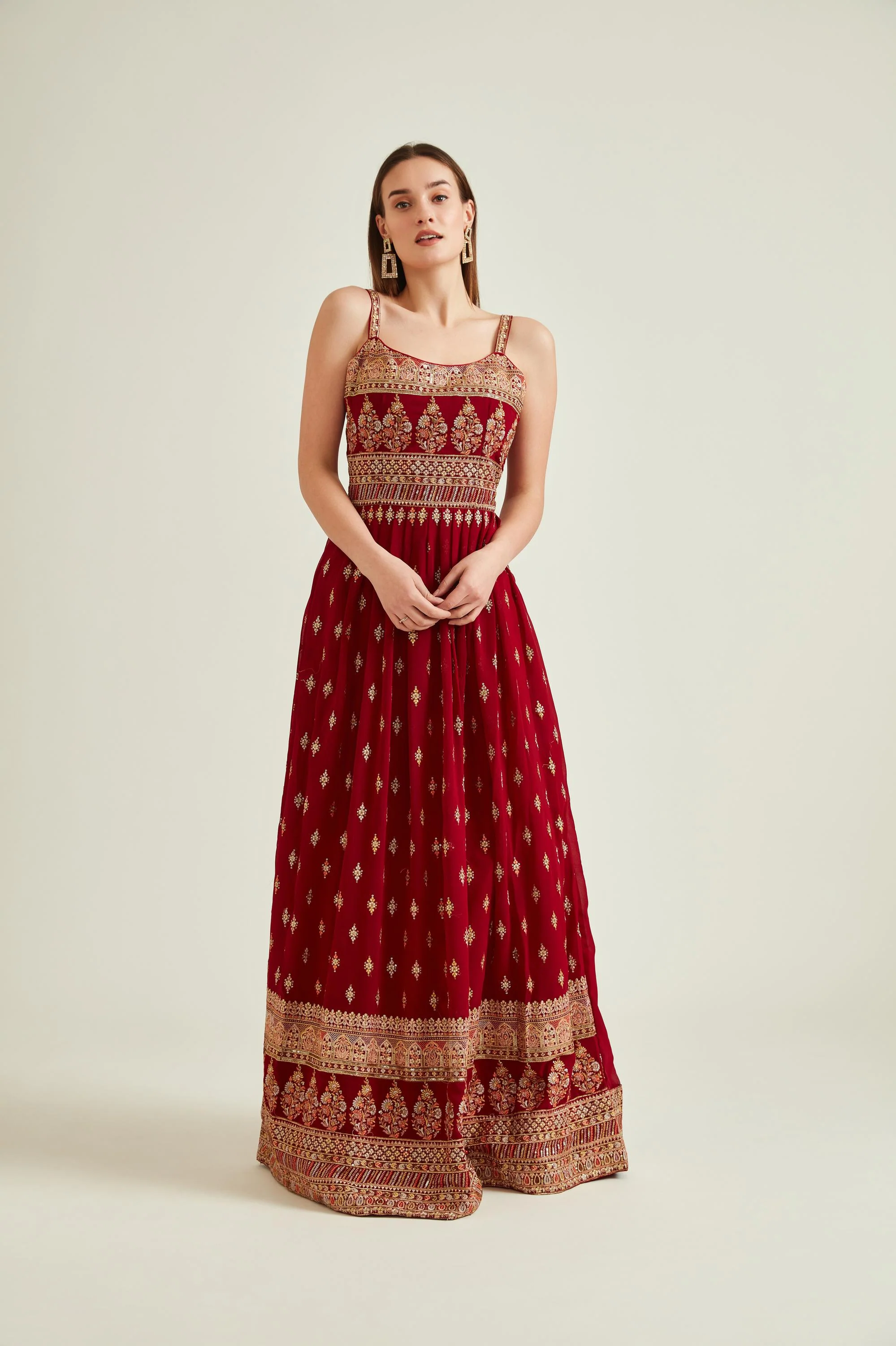 Neerus Maroon Colour Georgette Fabric Suit - Image 4