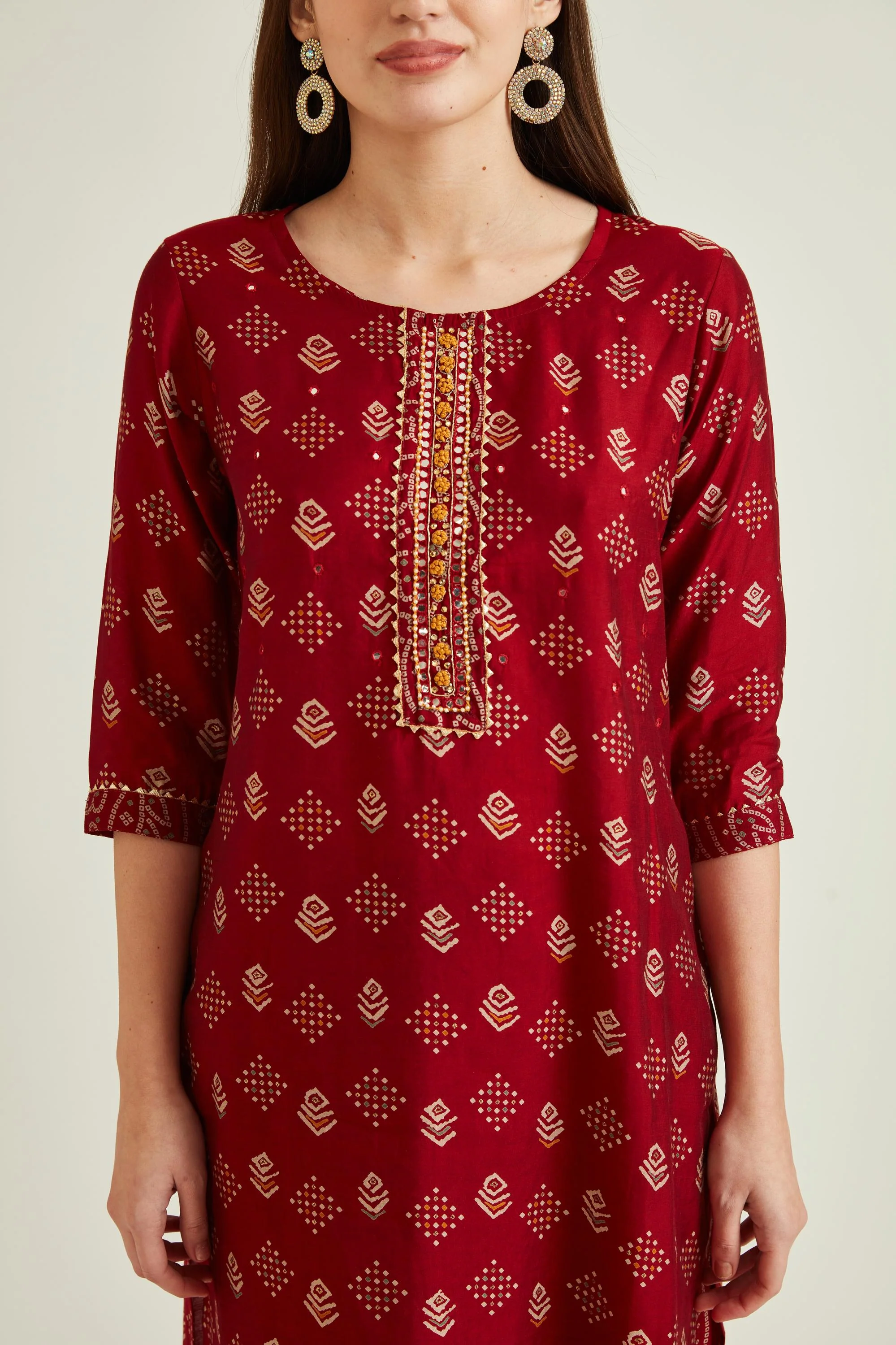 Neerus Maroon Colour Muslin Fabric Suit - Image 5