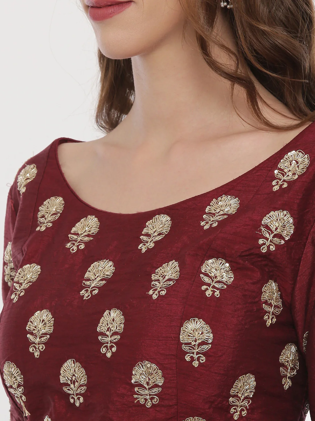 Neerus Maroon Embellished Lehenga Set - Image 3