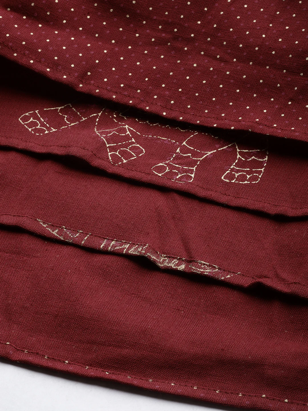 Neerus Maroon Embroidered Flared Double Layered Kurta - Image 6