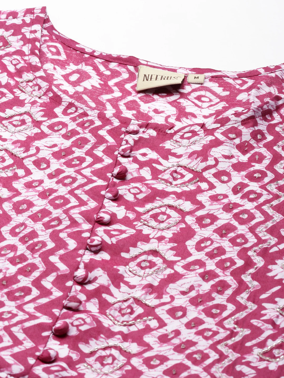 Neerus Maroon Maxi Casual Printed Dresses - Image 5