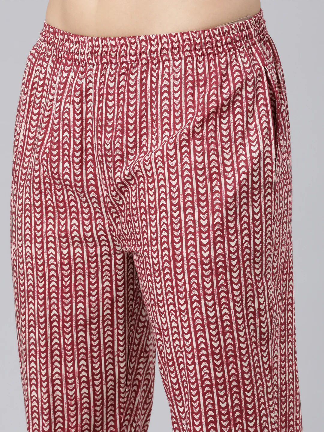 Neerus Maroon Panelled Straight Printed Kurta And Trousers With Dupatta - Image 7