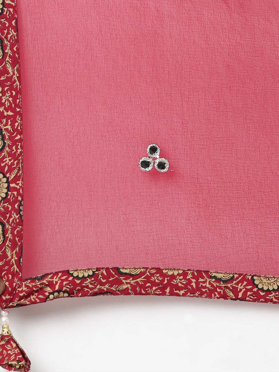 Neerus Maroon Pleated Straight Floral Kurta And Trousers With Dupatta - Image 7