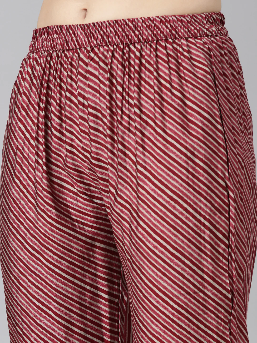 Neerus Maroon Pleated Straight Printed Readymade suits - Image 6