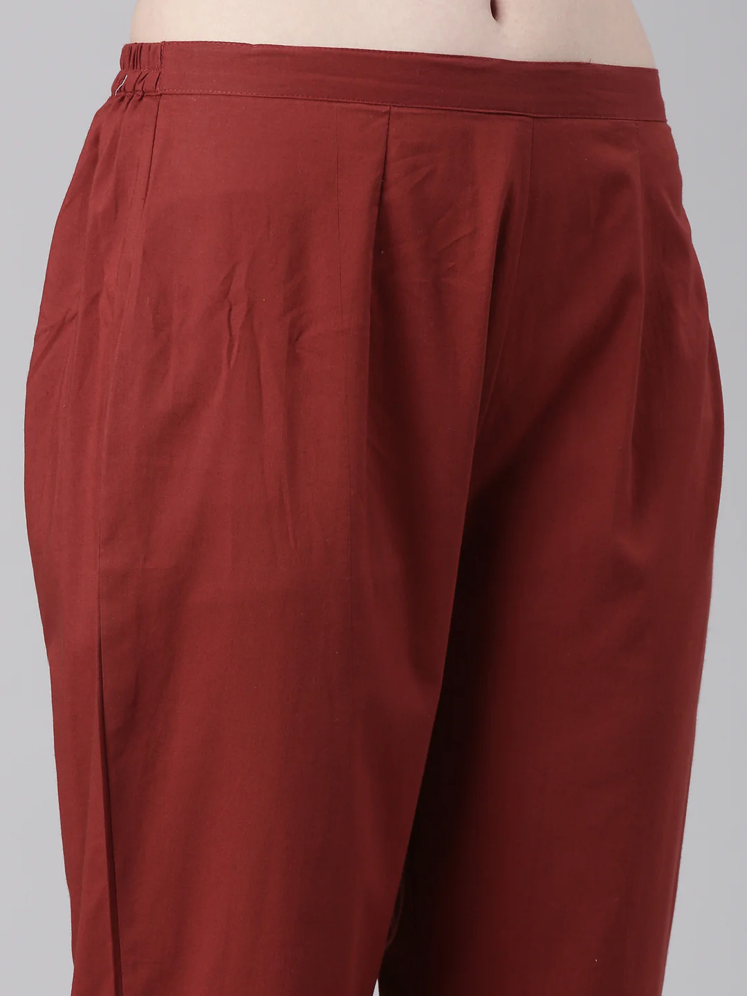 Neerus Maroon Printed Straight Kurta and Trousers - Image 6