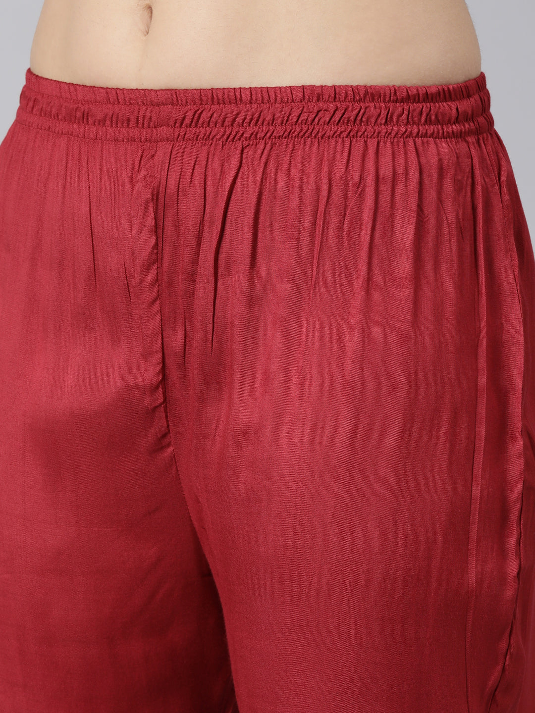 Neerus Maroon Regular Straight Floral Kurta And Trousers With Dupatta - Image 6